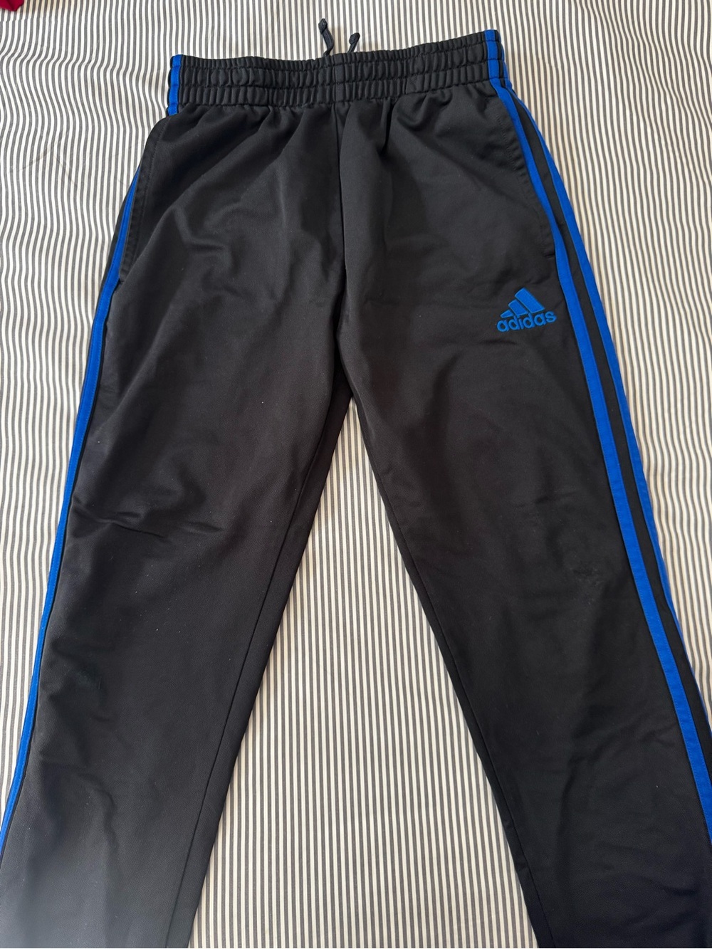 adidas Black Sweatpants with Blue Side Stripes